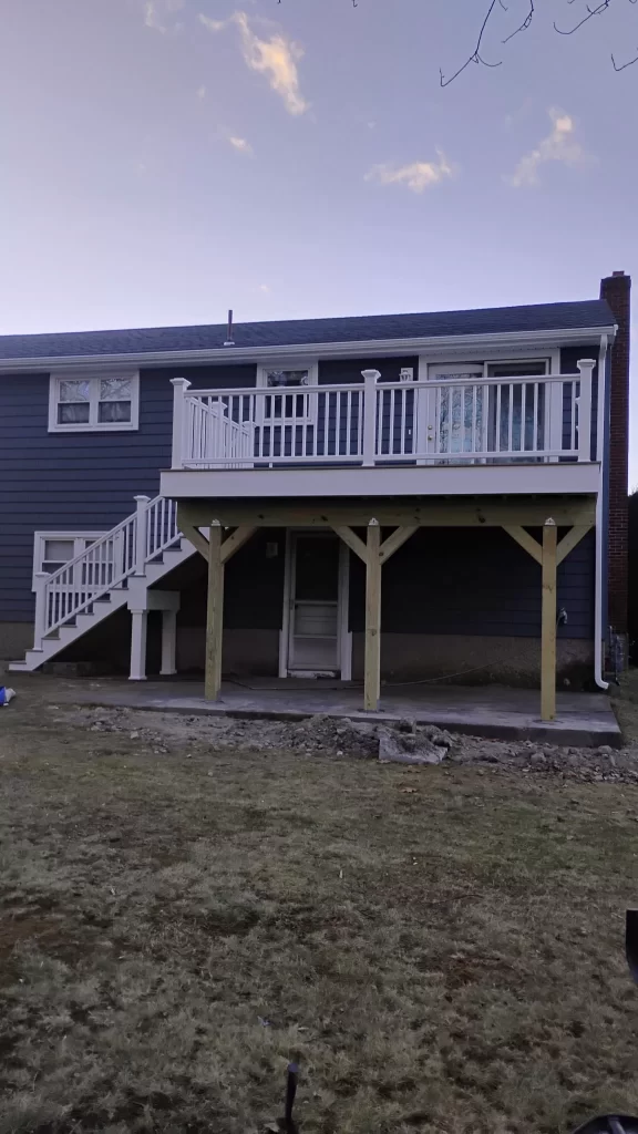 newly installed deck on back of house