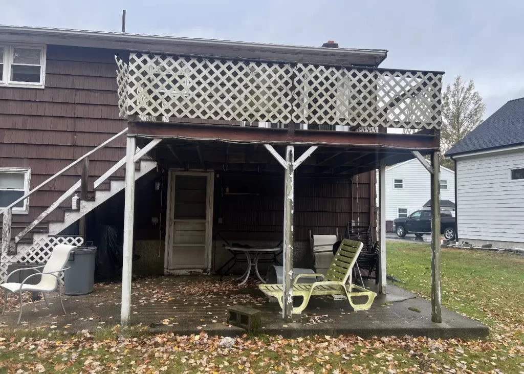 old deck on brown house