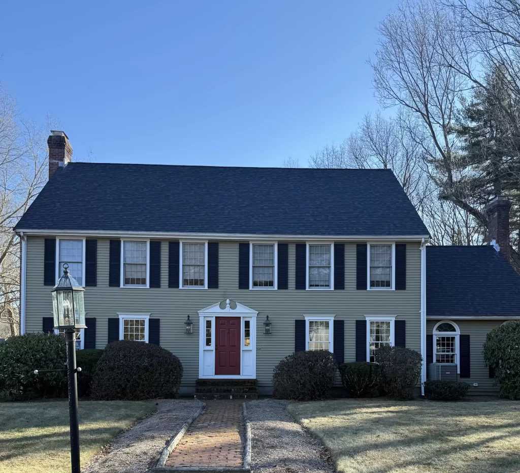 newly installed owens corning roof on westwood ma house