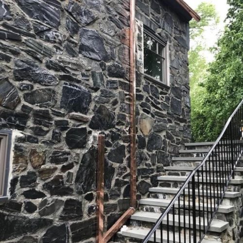 bb stone wall repoint & copper gutter