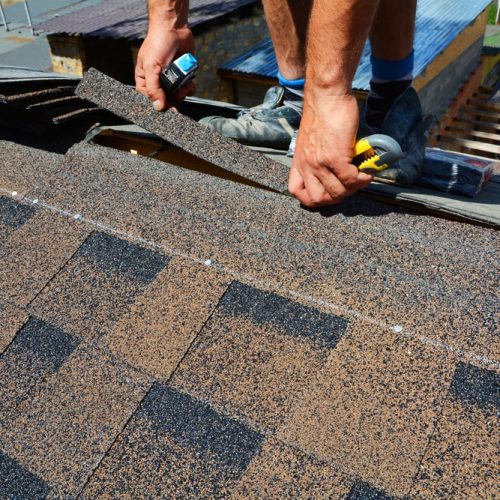 Repairing,Of,Roof,By,Cutting,Felt,Or,Bitumen,Shingles,During